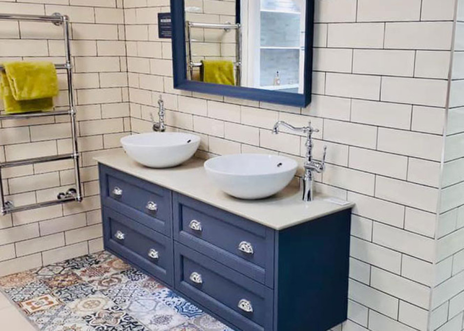 Stylish twin vanity basins in a modern bathroom setting