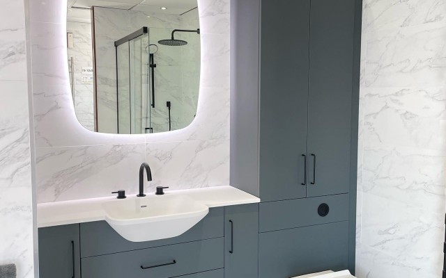 Fitted Combination Unit With Cupboard Countertop Basin And Wall Hung Pan